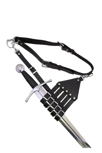 Belt with swordholder, black leather