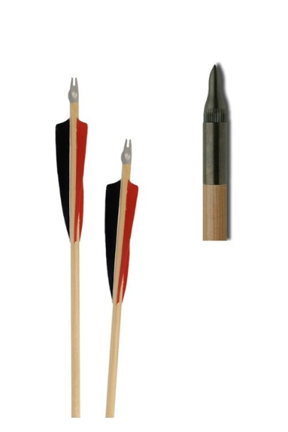 Trad. arrow 32, 11/32, natural feathers black red red"
