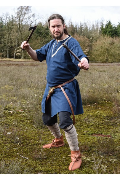 Medieval Braided Tunic Ailrik, short-sleeved, blue