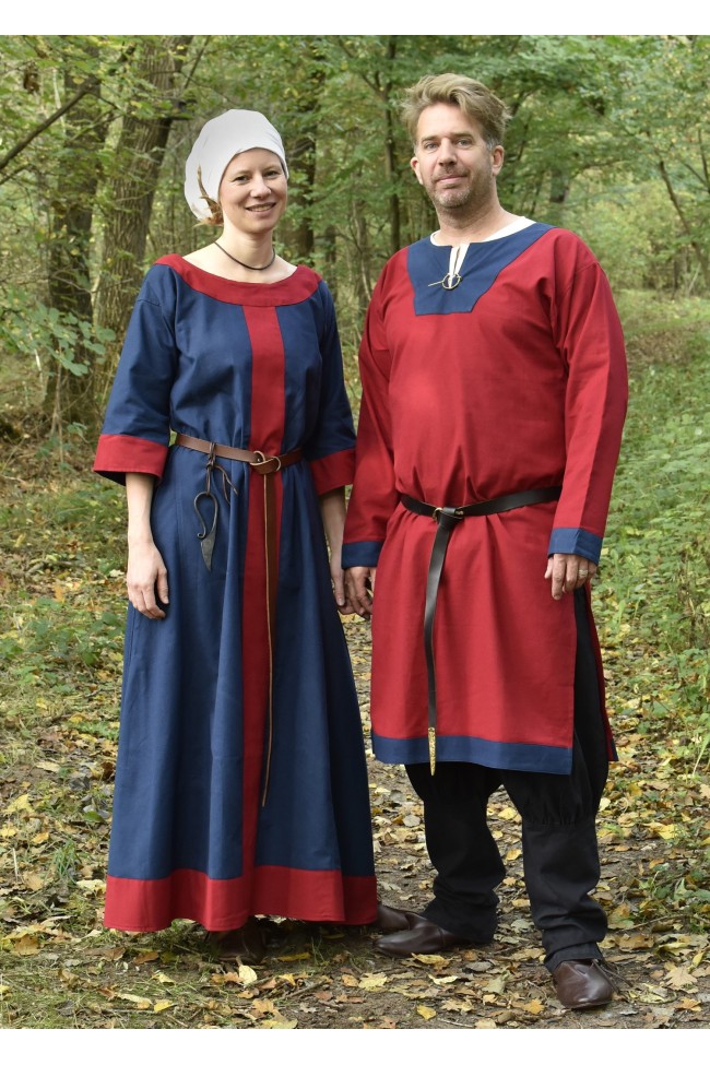 Medieval Tunic Vallentin, red/blue