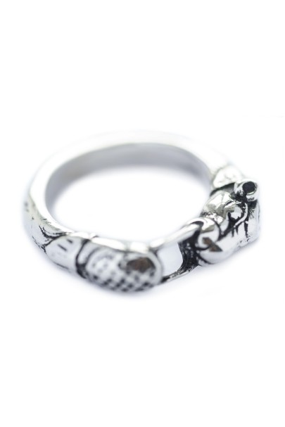 Viking Ring with Hound Head, Silver