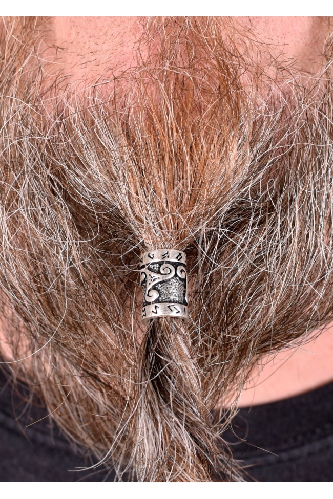 Beard/Hair Bead, Silver with Runes