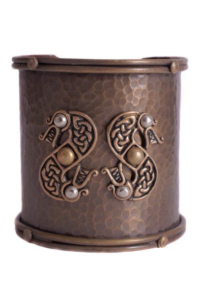 Cuff bracelet with celtic snake motif
