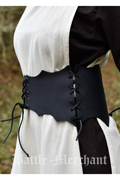 Corset Belt with lacing, black leather