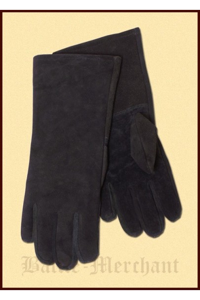 Suede leather gloves, black