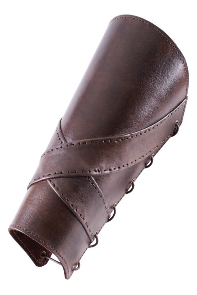 Padded Leather Greaves with Cross Banding, Pair