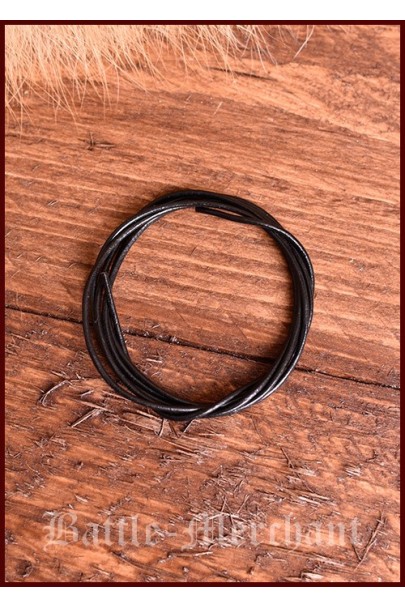 Round strap from goatskin, 1,5mm, black, 1m