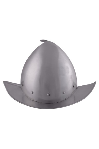 Peaked Morion with leather liner, 18G steel