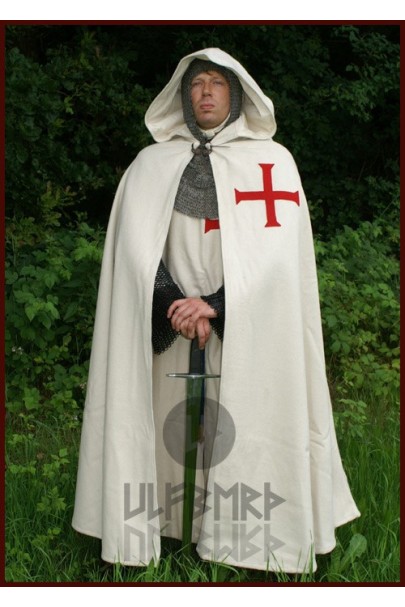 Templar cloak, white with red cross, lining