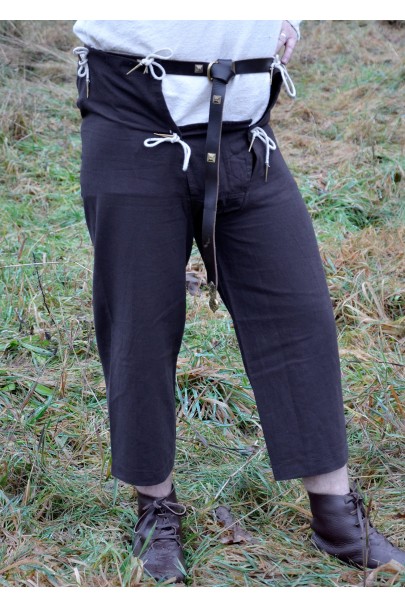 Medieval Cotton Trousers with Cords, dark brown