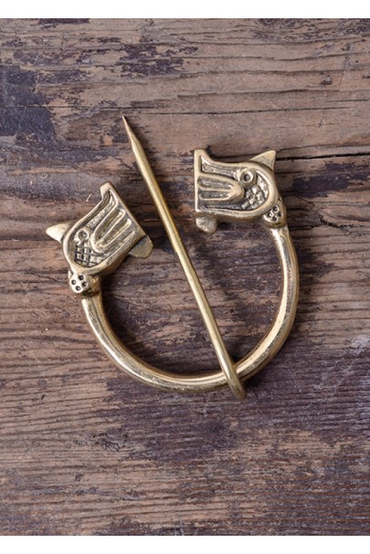 Viking Ring Fibula with Dragon Heads, brass