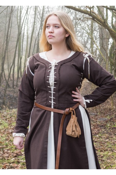 Marti Vestido Medieval con Cordones -Marrón