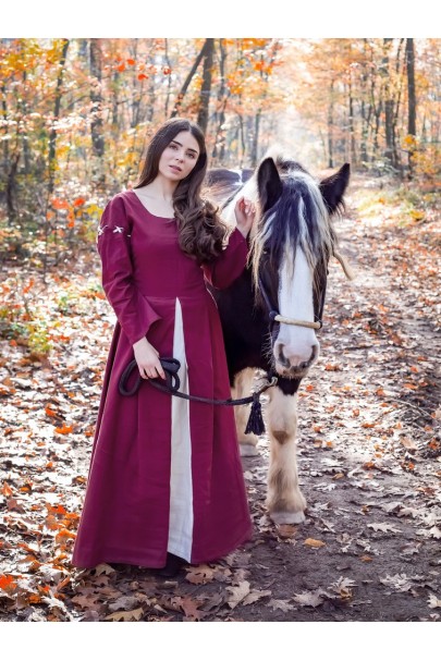 Vestido medieval Larina Rojo/Blanco